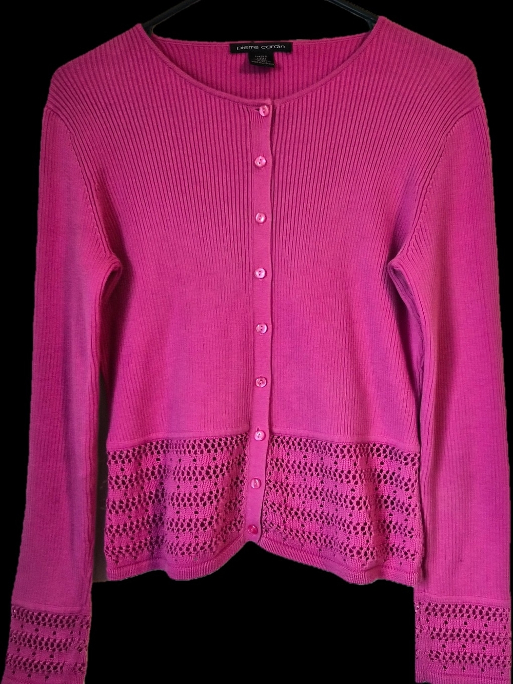 Pierre Cardin Pink Knit Button-Up Cardigan VTG